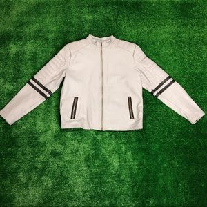 100% Genuine Leather Jacket Gray & Black